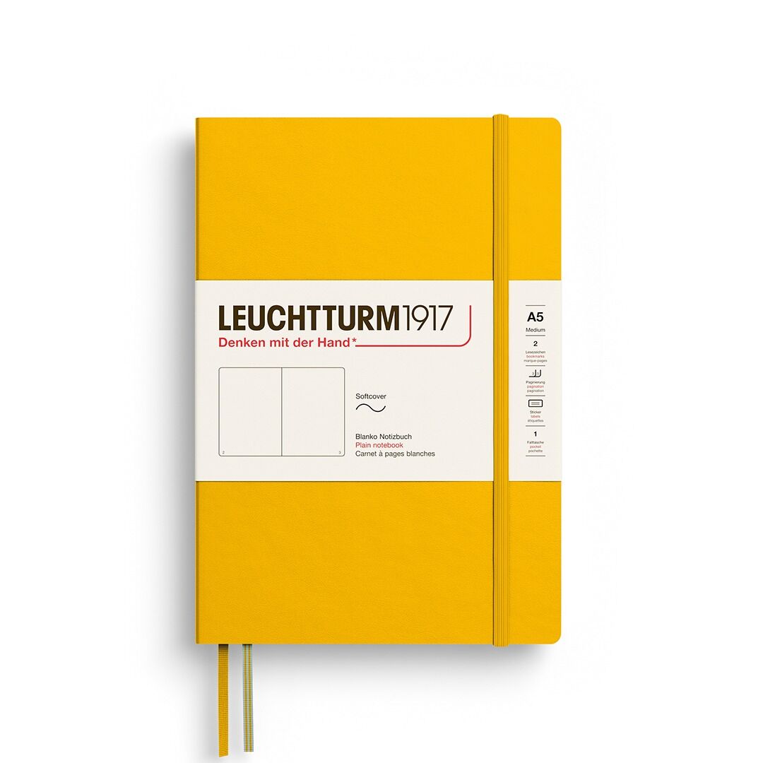 Leuchtturm1917 Not Defteri Orta Boy (A5), Yumuşak Kapak, 121 Numaralandırılmış Sayfa, Ayçiçeği - Düz