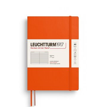 Leuchtturm1917 Not Defteri Orta Boy (A5), Yumuşak Kapak, 121 Numaralandırılmış Sayfa, Balkabağı - Çizgili