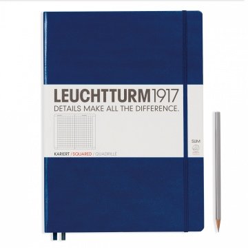 Leuchtturm1917 Master Slim (A4+), 123 sayfa Not Defteri, Lacivert - Kareli
