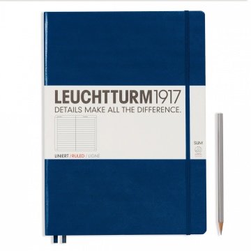 Leuchtturm1917 Master Slim (A4+), 123 sayfa Not Defteri, Lacivert - Çizgili