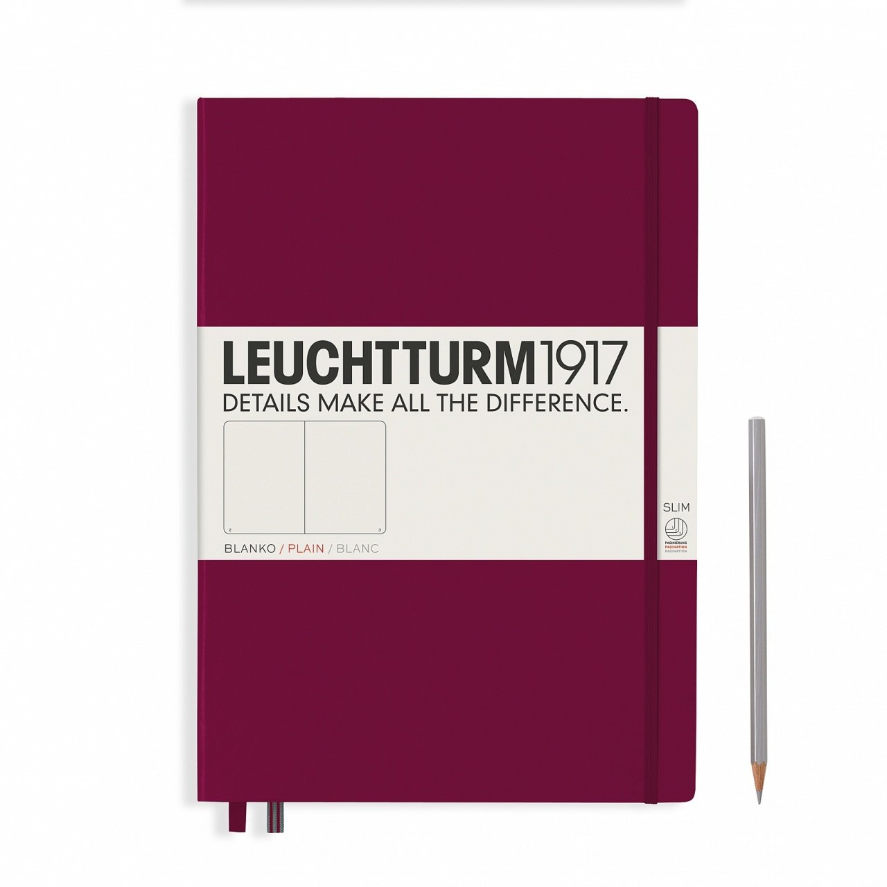 Leuchtturm1917 Master Slim (A4+), 123 sayfa Not Defteri, Liman Kırmızısı - Düz