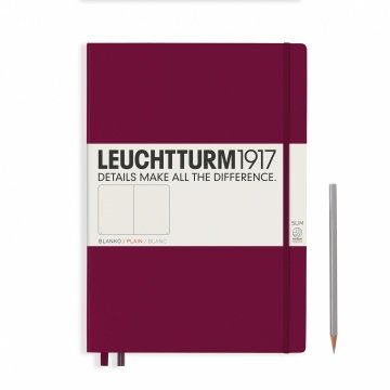 Leuchtturm1917 Master Slim (A4+), 123 sayfa Not Defteri, Liman Kırmızısı - Düz