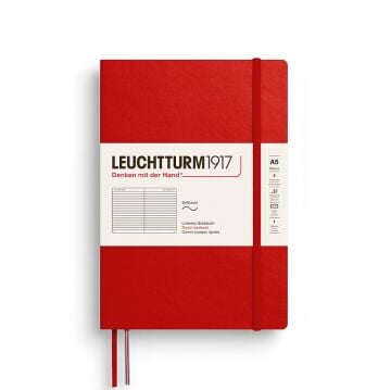 Leuchtturm1917 Not Defteri Orta Boy (A5), Yumuşak Kapak, 121 Numaralandırılmış Sayfa, Kiraz - Çizgili