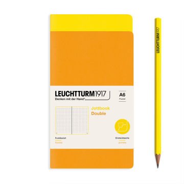 Leuchtturm1917 Jottbook Not Defteri, Cep Boy (A6), Esnek Kapak, 2'li Paket, 80 gr, 59 Numaralandırılmış Sayfa,Noktalı Limon Sarısı-Gündoğumu Sarı
