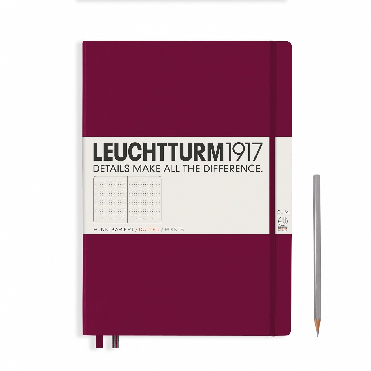 Leuchtturm1917 Master Slim (A4+), 123 sayfa Not Defteri, Liman Kırmızısı - Noktalı