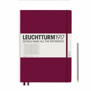 Leuchtturm1917 Master Slim (A4+), 123 sayfa Not Defteri, Liman Kırmızısı - Çizgili