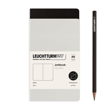 Leuchtturm1917 Jottbook Not Defteri, Cep Boy (A6), Esnek Kapak, 2'li Paket, 80 gr, 59 Numaralandırılmış Sayfa,Düz Açık Gri-Siyah