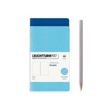 Leuchtturm1917 Jottbook Not Defteri, Cep Boy (A6), Esnek Kapak, 2'li Paket, 80 gr, 59 Numaralandırılmış Sayfa,Düz Buz Mavi-Kraliyet Mavi