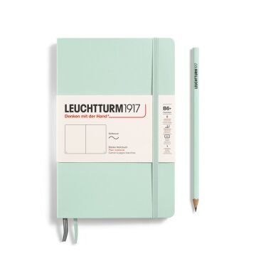 Leuchtturm1917 Not Defteri Çanta Boy (B6+), Yumuşak Kapak, 123 Numaralandırılmış Sayfa, Nane Yeşili - Düz