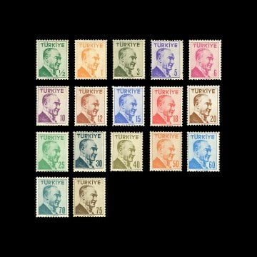 Atatürk (Tek Çizgi Çerçeveli Portre) (1 Temmuz 1956)  - Türkiye Cumhuriyeti Pul Koleksiyonu