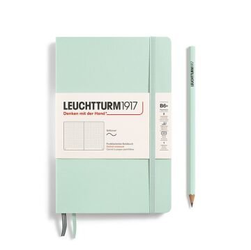 Leuchtturm1917 Not Defteri Çanta Boy (B6+), Yumuşak Kapak, 123 Numaralandırılmış Sayfa, Nane Yeşili - Noktalı