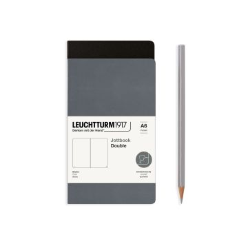 Leuchtturm1917 Jottbook Not Defteri, Cep Boy (A6), Esnek Kapak, 2'li Paket, 80 gr, 59 Numaralandırılmış Sayfa,Düz Antrasit Gri-Siyah