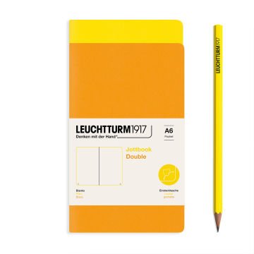 Leuchtturm1917 Jottbook Not Defteri, Cep Boy (A6), Esnek Kapak, 2'li Paket, 80 gr, 59 Numaralandırılmış Sayfa,Düz Limon Sarısı-Gündoğumu Sarı