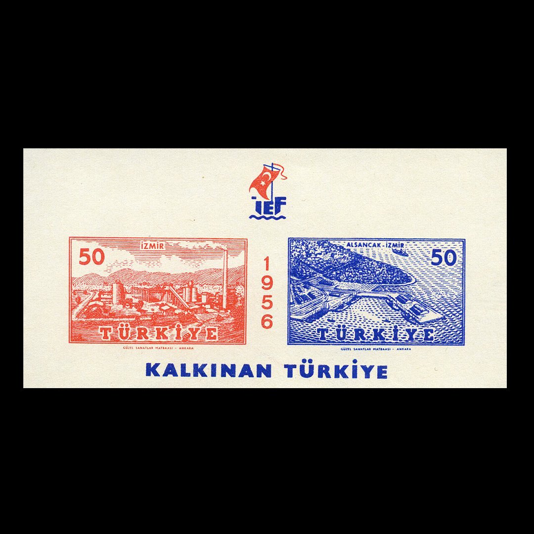 25. İzmir Fuarı Blok  (20 Ağustos 1956)  - Türkiye Cumhuriyeti Pul Koleksiyonu