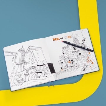 Leuchtturm1917 Sketchbook - Eskiz Defteri Kare Boy (225x225mm), Sert Kapak 112 Beyaz Sayfa (150gr),