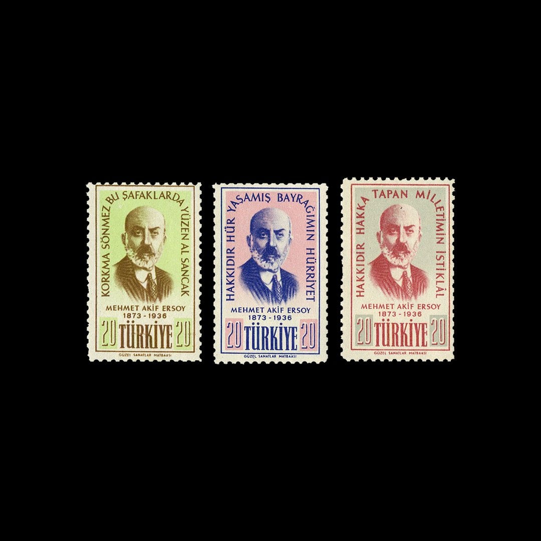 Der 20. Todestag des Dichters Mehmet Akif Ersoy (26. Dezember 1956) - Briefmarkensammlung der Republik Türkei