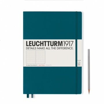Leuchtturm1917 Master Slim (A4+), 123 sayfa Not Defteri, Pasifik Yeşili - Noktalı