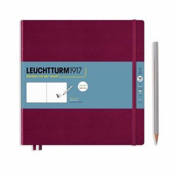 Leuchtturm1917 Sketchbook - Eskiz Defteri Kare Boy (225x225mm), Sert Kapak 112 Beyaz Sayfa (150gr), Liman Kırmızısı