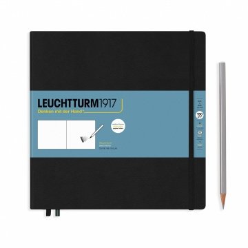 Leuchtturm1917 Sketchbook - Eskiz Defteri Kare Boy (225x225mm), Sert Kapak 112 Beyaz Sayfa (150gr), Siyah