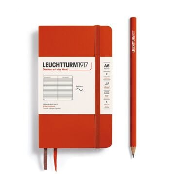 Leuchtturm1917 Not Defteri Cep Boy (A6), Yumuşak Kapak, 121 Numaralandırılmış Sayfa, Tilki Kırmızısı - Çizgili