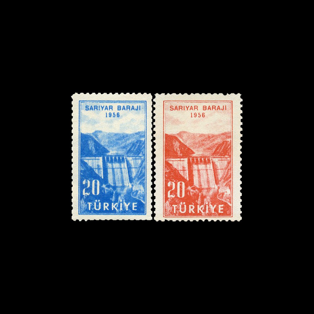Eröffnung des Sarıyar-Staudamms (2. Dezember 1956) - Briefmarkensammlung der Republik Türkei