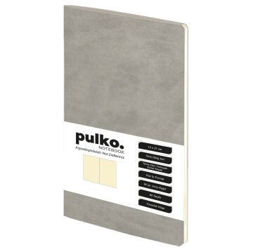 PULKO Notebook Not Defteri, (13x21cm), Terzi Dikiş, Termo Deri Kapak, 96 Sayfa, Krem Kağıt, Düz, 032, Gri