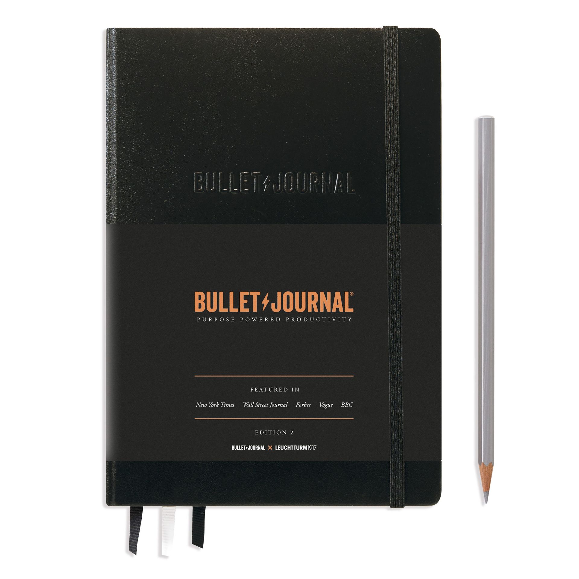 Leuchtturm1917 Bullet Journal 2 Not Defteri, Orta Boy (A5), Sert Kapak, 206 Numaralandırılmış Noktalı Sayfa, Siyah