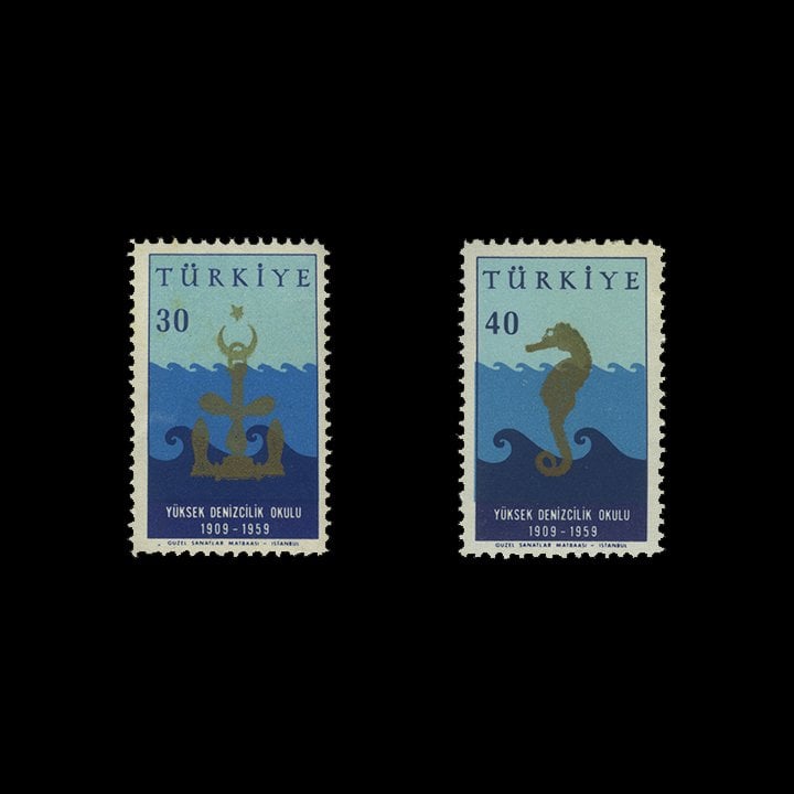 50. Jahrestag der Höheren Seefahrtschule (4. Juli 1959) - Briefmarkensammlung der Republik Türkei