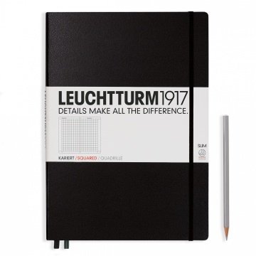 Leuchtturm1917 Master Slim (A4+), 123 sayfa Not Defteri, Siyah - Kareli