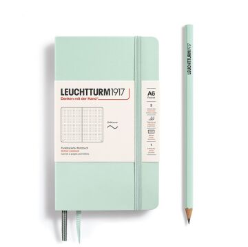 Leuchtturm1917 Not Defteri Cep Boy (A6), Yumuşak Kapak, 121 Numaralandırılmış Sayfa, Nane Yeşil - Noktalı