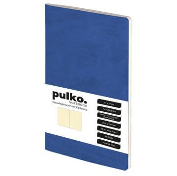 PULKO Notebook Not Defteri, (13x21cm), Terzi Dikiş, Termo Deri Kapak, 96 Sayfa, Krem Kağıt, Düz, 032, Lacivert