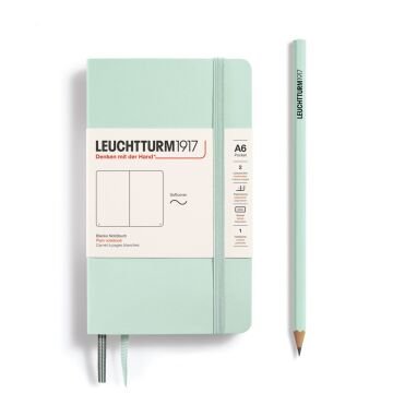 Leuchtturm1917 Not Defteri Cep Boy (A6), Yumuşak Kapak, 121 Numaralandırılmış Sayfa, Nane Yeşil - Düz