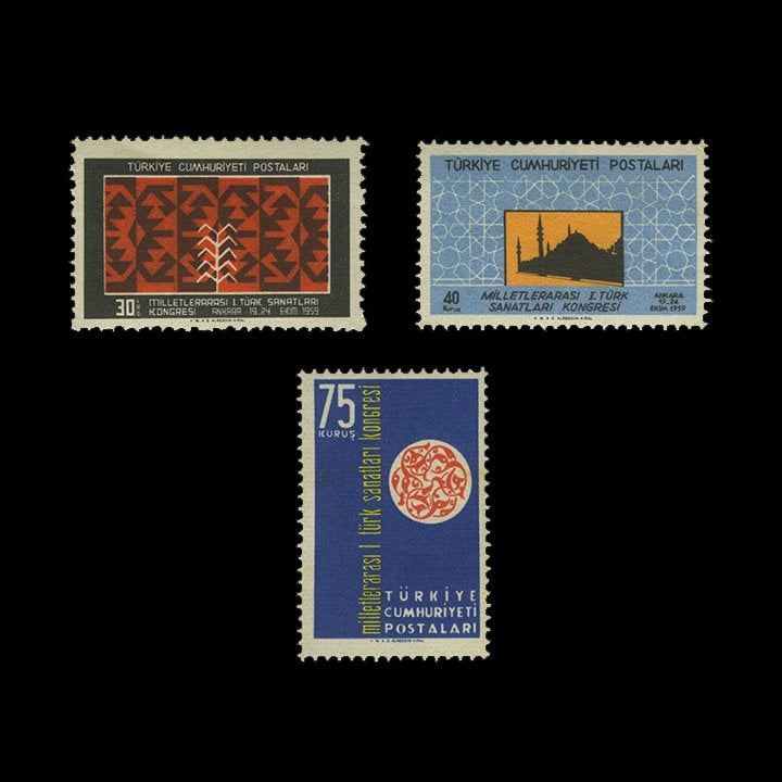 International 1st Congress of Turkish Arts (October 19, 1959) - Türkiye Cumhuriyeti Briefmarken Sammlung