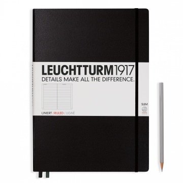 Leuchtturm1917 Master Slim (A4+), 123 sayfa Not Defteri, Siyah - Çizgili