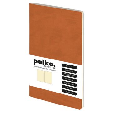 PULKO Notebook Not Defteri, (13x21cm), Terzi Dikiş, Termo Deri Kapak, 96 Sayfa, Krem Kağıt, Düz, 032, Taba