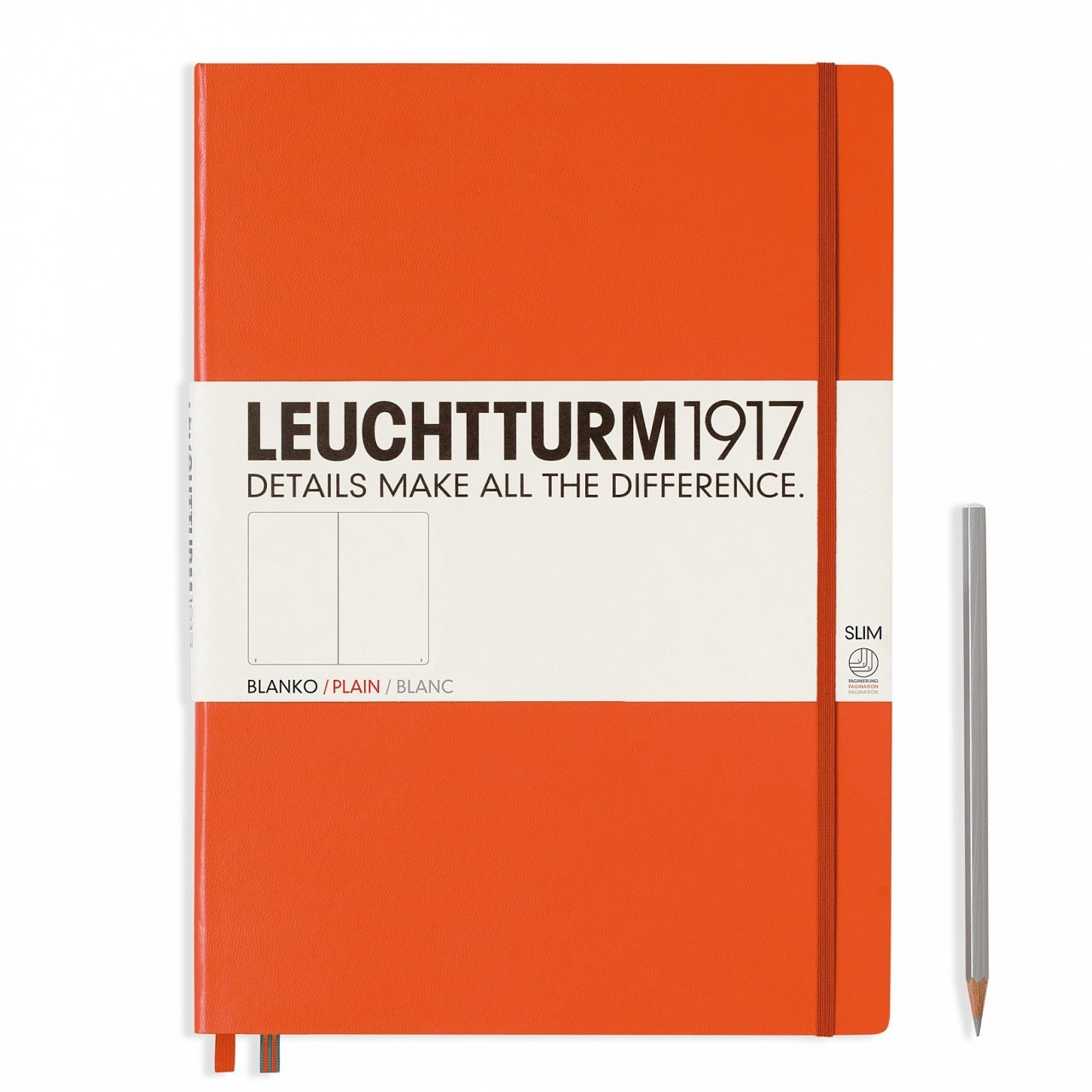 Leuchtturm1917 Master Slim (A4+), 123 sayfa Not Defteri, Turuncu - Düz