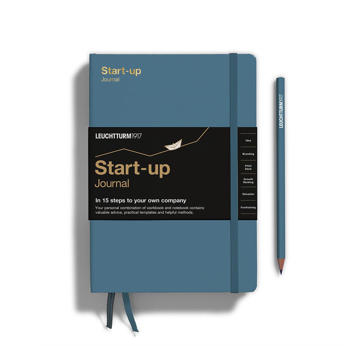 Leuchtturm1917 Start-up Journal Not Defteri, Orta Boy (A5), Sert Kapak, 100 gr. Kağıt, İngilizce, Taş Mavi