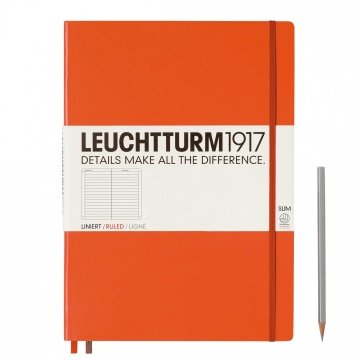 Leuchtturm1917 Master Slim (A4+), 123 sayfa Not Defteri, Turuncu - Çizgili