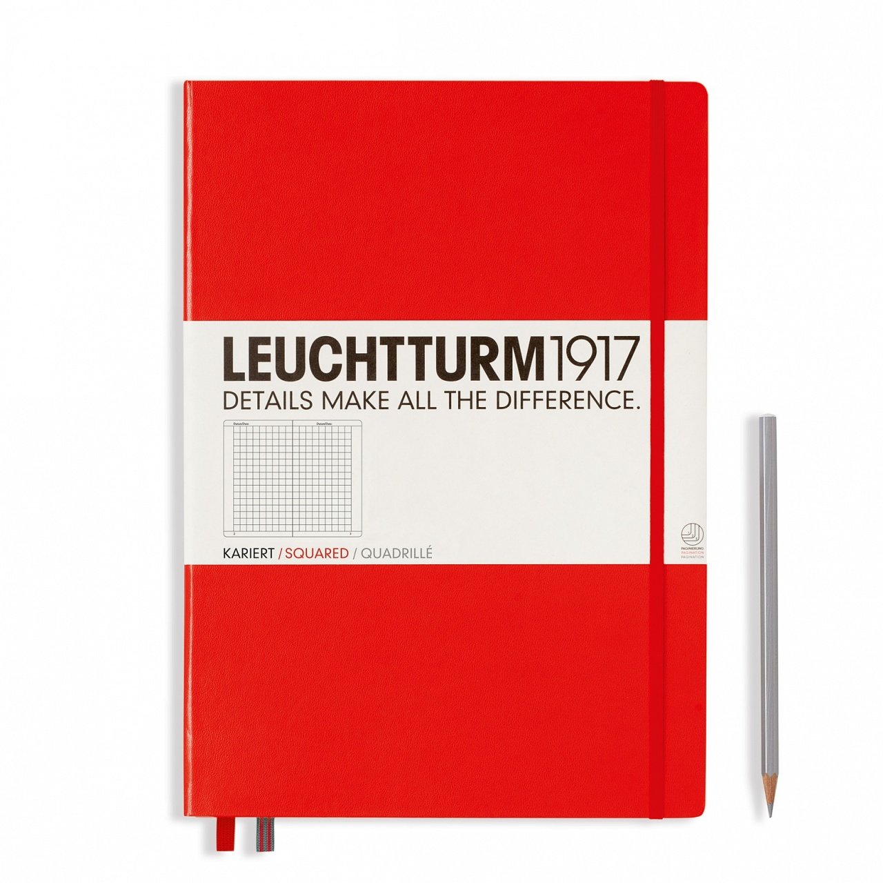 Leuchtturm1917 Master Klasik (A4+), 233 Sayfa Not Defteri, Kırmızı - Kareli