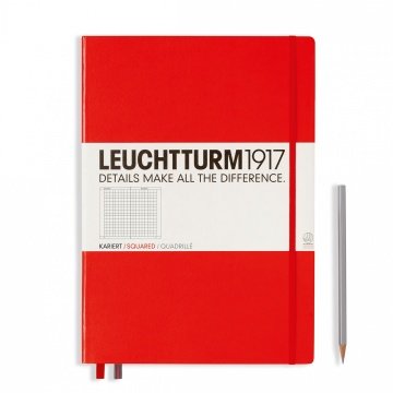 Leuchtturm1917 Master Klasik (A4+), 233 Sayfa Not Defteri, Kırmızı - Kareli
