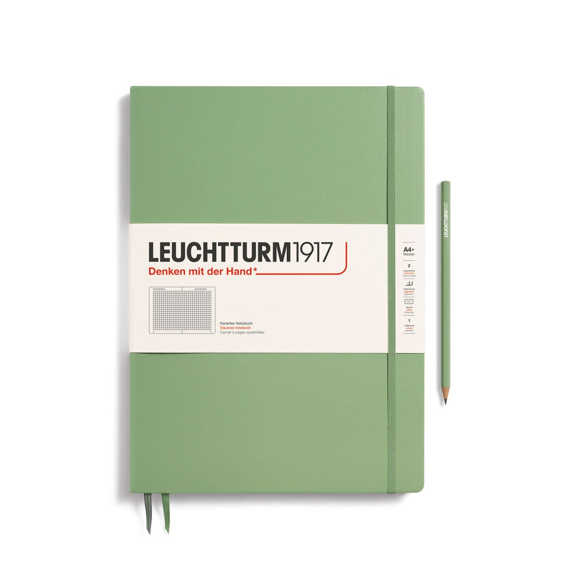 Leuchtturm1917 Master Slim (A4+), 121 sayfa Not Defteri, Adaçayı - Kareli