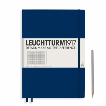 Leuchtturm1917 Master Klasik (A4+), 233 Sayfa Not Defteri, Lacivert - Kareli