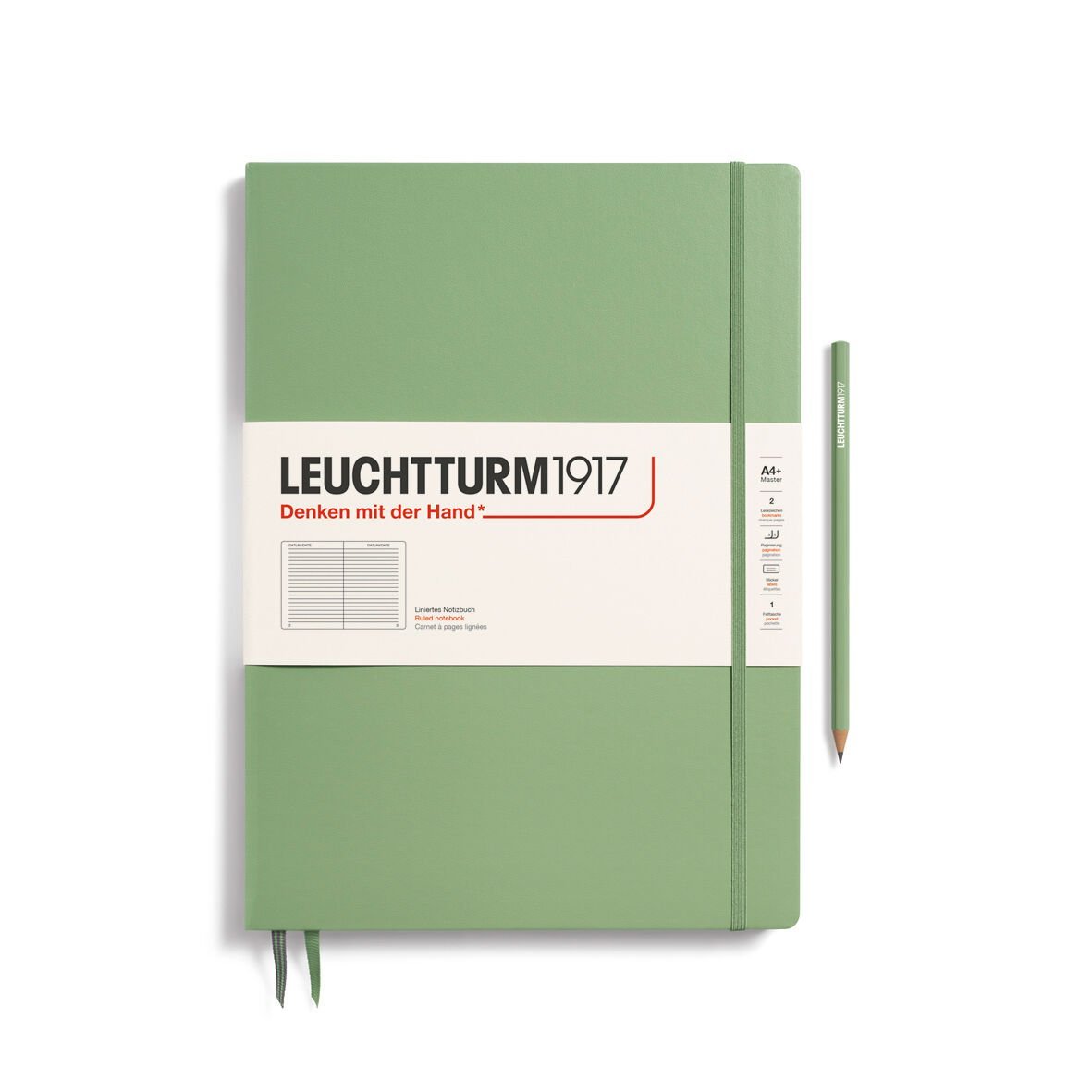 Leuchtturm1917 Master Slim (A4+), 121 sayfa Not Defteri, Adaçayı - Çizgili