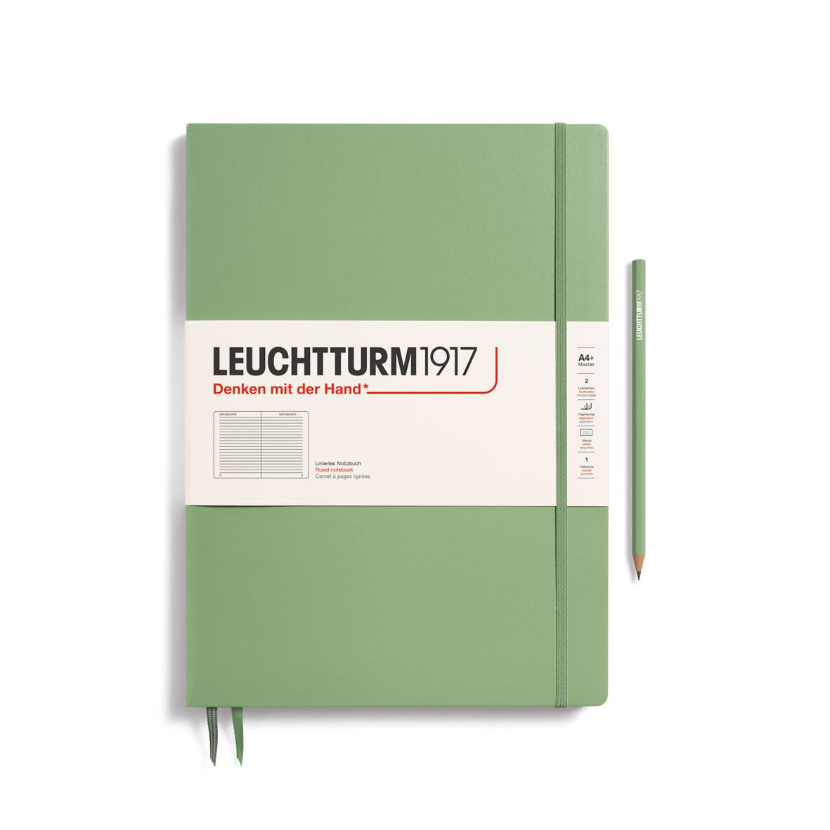 Leuchtturm1917 Master Slim (A4+), 123 sayfa Not Defteri, Ada Çayı - Çizgili
