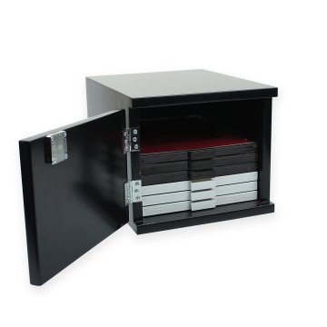 PULKO History 1970 Ahşap, Kilitli, Madeni Para Kasası, 10 Adet Çekmece Kapasiteli Siyah