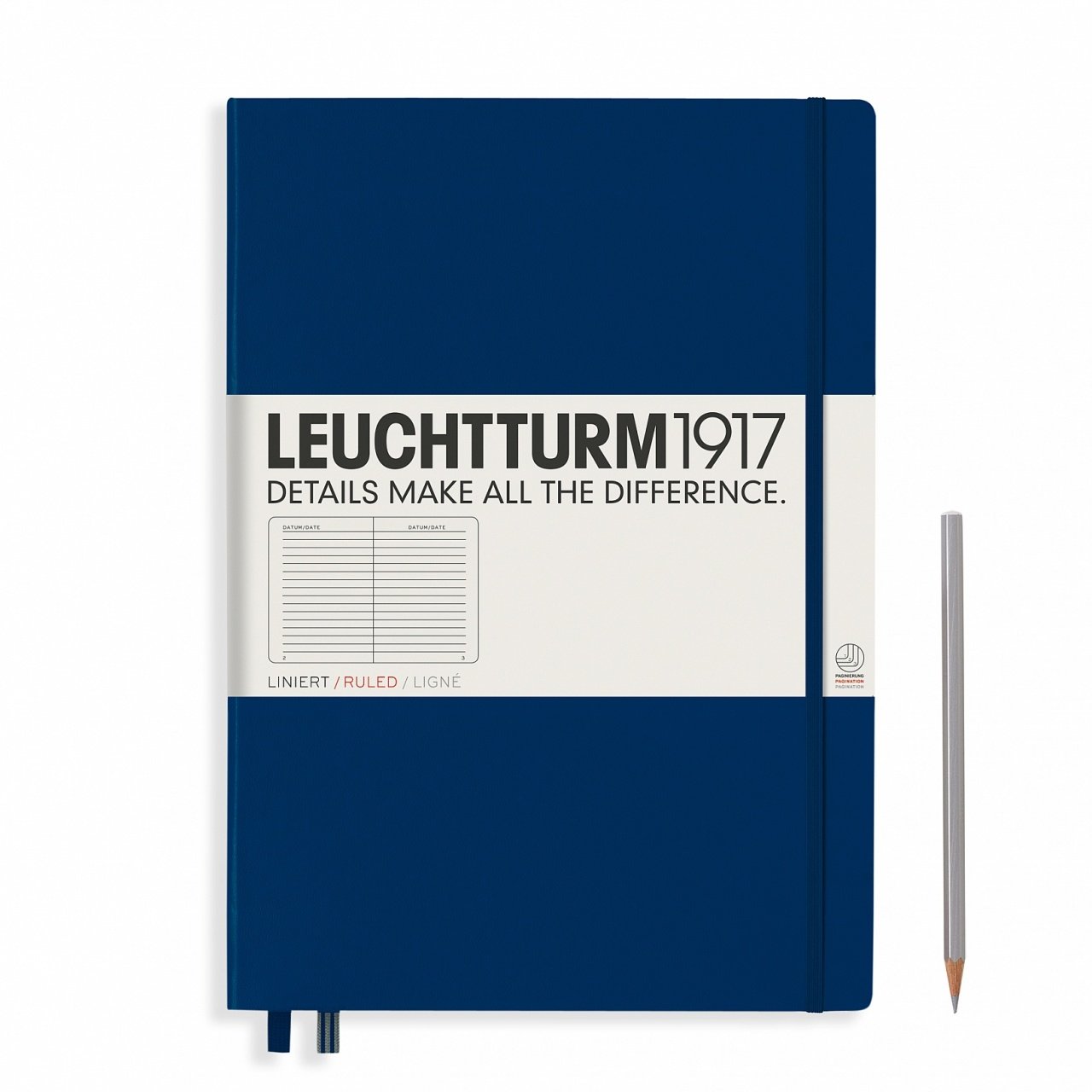 Leuchtturm1917 Master Klasik (A4+), 233 Sayfa Not Defteri, Lacivert - Çizgili
