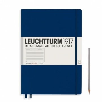 Leuchtturm1917 Master Klasik (A4+), 233 Sayfa Not Defteri, Lacivert - Çizgili