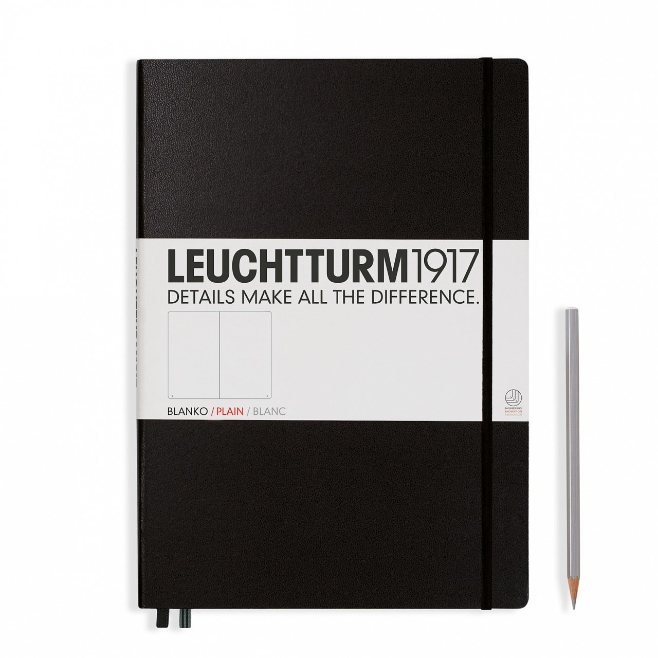 Leuchtturm1917 Master Klasik (A4+), 233 Sayfa Not Defteri, Siyah - Düz