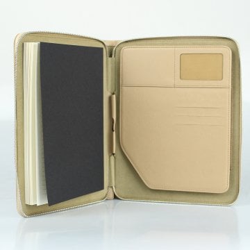 PULKO Prestij Set, Çanta, Not Defteri, Roller Kalem, Kartlık, Açık Kahve