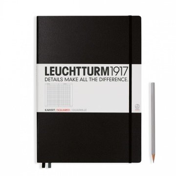 Leuchtturm1917 Master Klasik (A4+), 233 Sayfa Not Defteri, Siyah - Kareli